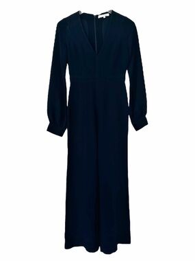 Alexis Wide Leg V Neck Velvet Button Long Sleeve Black Jumpsuit Size XS